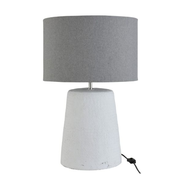 PIE DE LAMPARA Y PANTALLA TRENZA ALGODON BLANCO 42X42X64