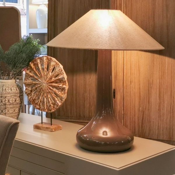 PIE LAMPARA S/MESA CERAMICA COLOR TOPO 30X30X69