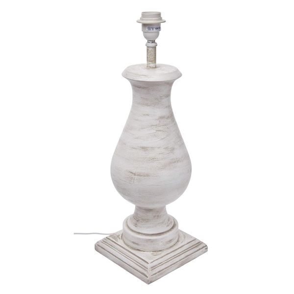 Lámpara mesa madera maciza 55x18 blanca decapada 