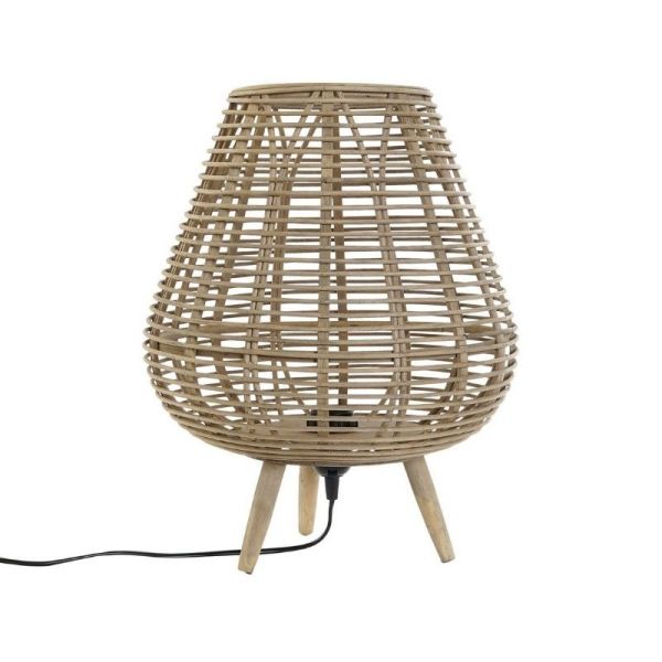 LAMPARA SOBREMESA MADERA BAMBU 33X33X41 HOJAS NATURAL