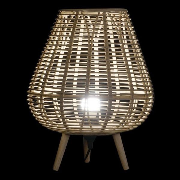 LAMPARA SOBREMESA MADERA BAMBU 33X33X41 HOJAS NATURAL