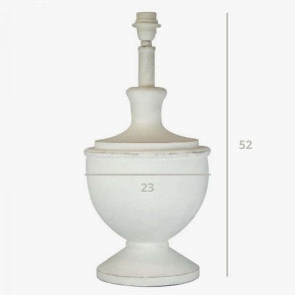 LÁMPARA COPONA GRANDE MADERA BLANCA 23X23X52