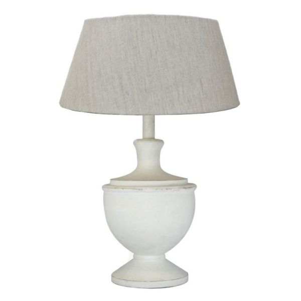 LÁMPARA COPONA GRANDE MADERA BLANCA 23X23X52