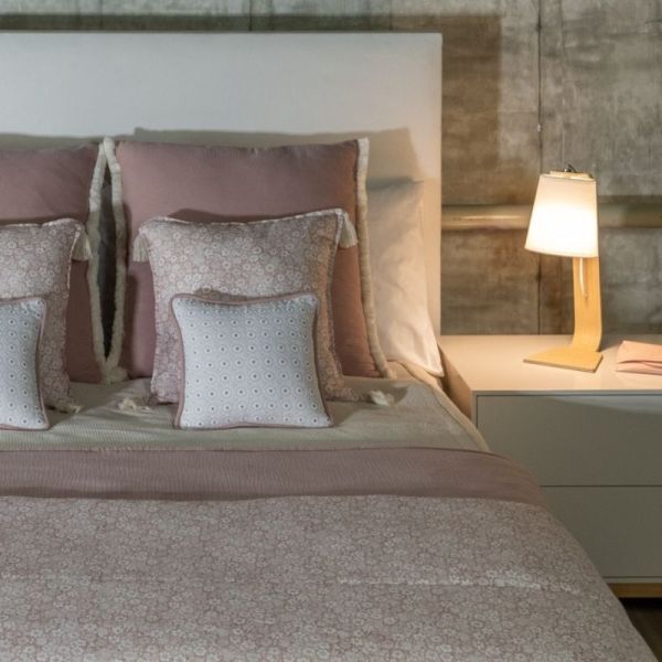 2 Fundas Cojín decorativo Rosa palo Flores 45 x 45 con Borlas, Cama, Sofá, con Cremallera | Liberty Nude