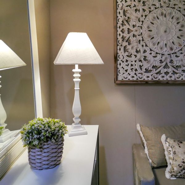 LÁMPARA SOBREMESA AJACCIO MAD BLANCO 12X12X52