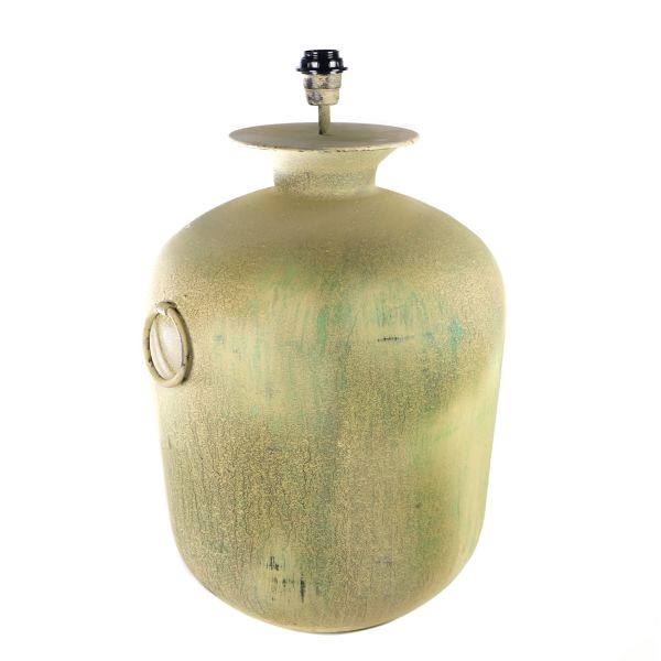 Lámpara mesa grande 44x66 metal verde musgo anfora con asas