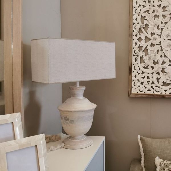 Lámpara Mesa madera maciza 50x27x27 gris claro decapada