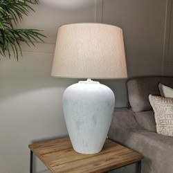 Lámpara mesa grande cerámica 37x59 blanca