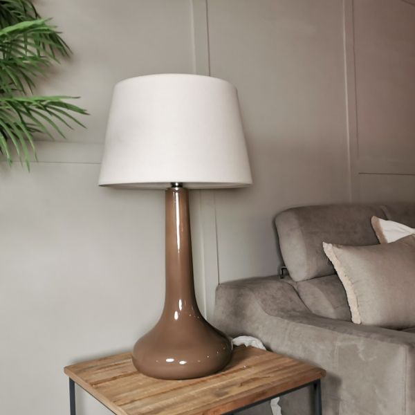 PIE LAMPARA S/MESA CERAMICA COLOR TOPO 30X30X69