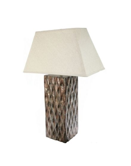 Lámpara mesa 16x60 madera bronce rectangular