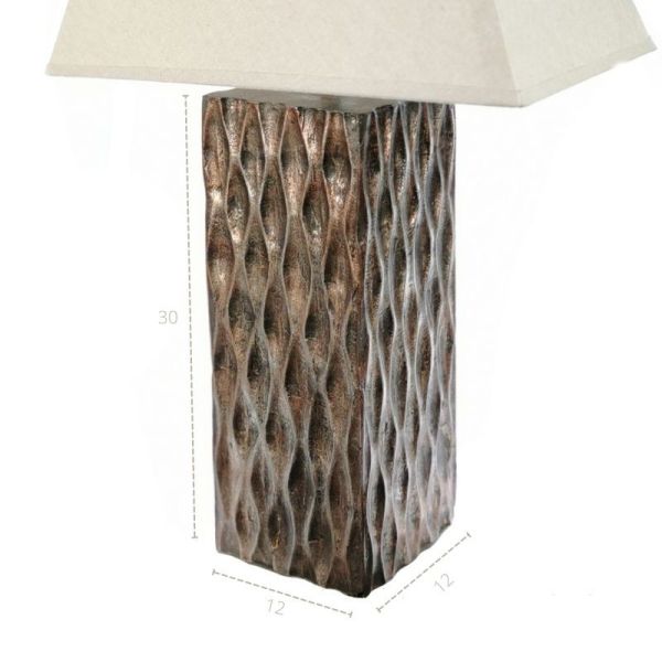 Lámpara mesa 16x60 madera bronce rectangular