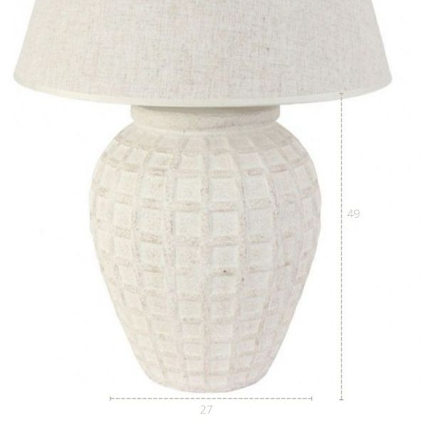 Lámpara mesa 45x66x45 cerámica blanco roto pantalla incluida