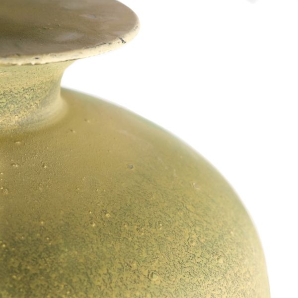 Lámpara mesa grande 44x66 metal verde musgo anfora con asas