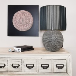 Lámpara mesa cerámica 30x50 redonda plata negro