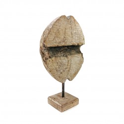 Figura escultura madera rústica 28x53x16 pulida con chorro de agua