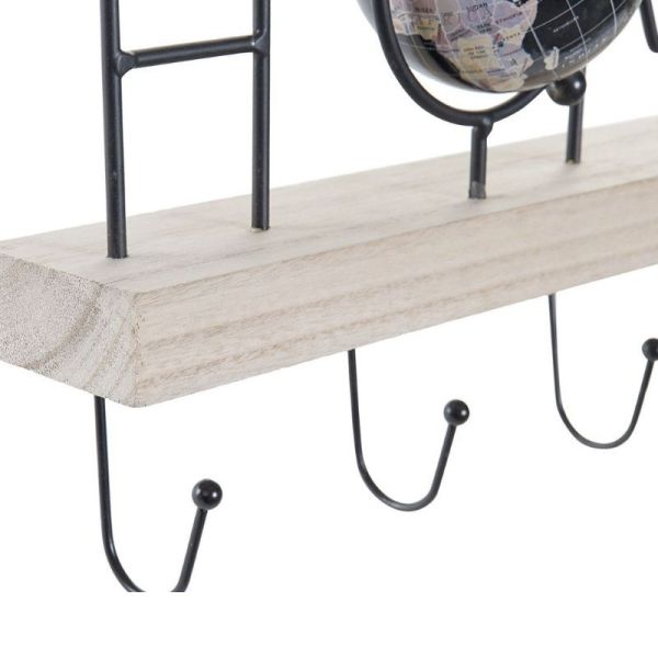 Perchero  pared 87x3x87 madera MDF hierro negro bola muhdno Home