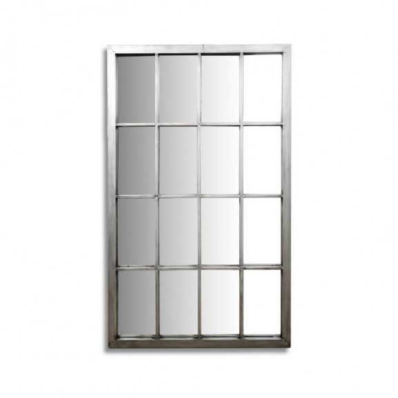 Espejo pared mediano 64x3x97 hierro gris plata forma ventana.
