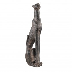 Figura estátua grande leopardo 22x15x60 resina negra