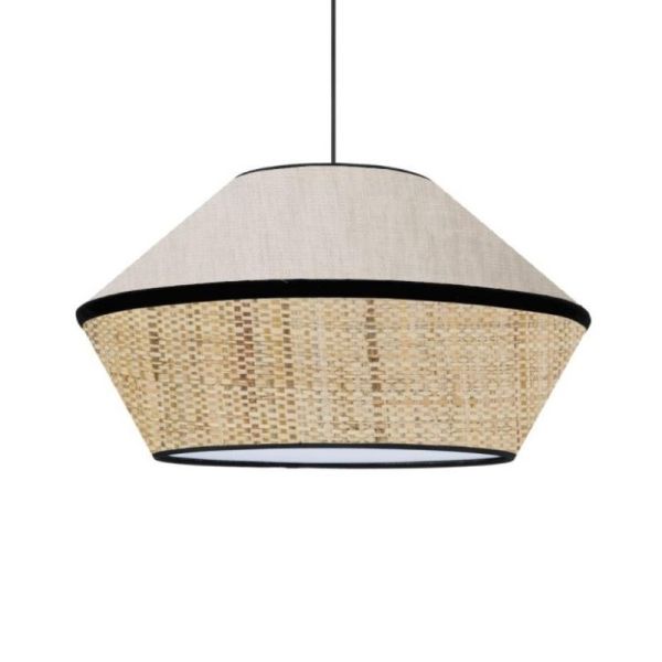 Lámpara techo colgante 60x110 beige perla  madera  regilla 