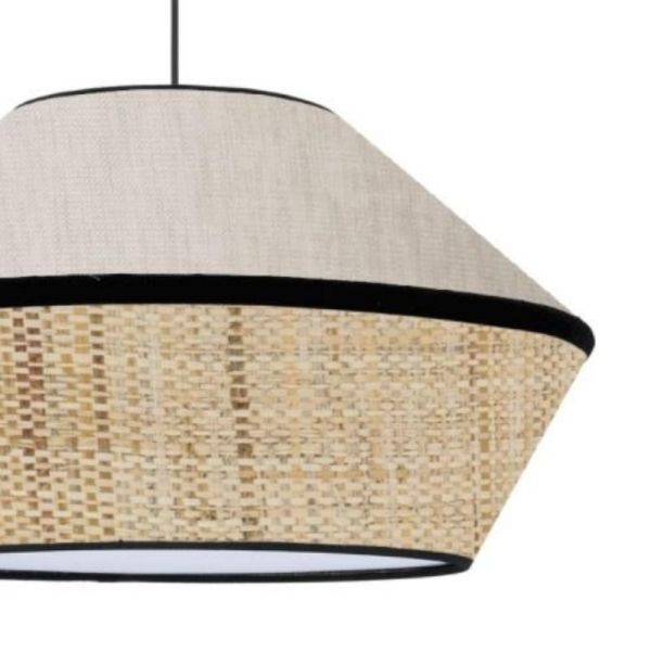 Lámpara techo colgante 60x110 beige perla  madera  regilla 