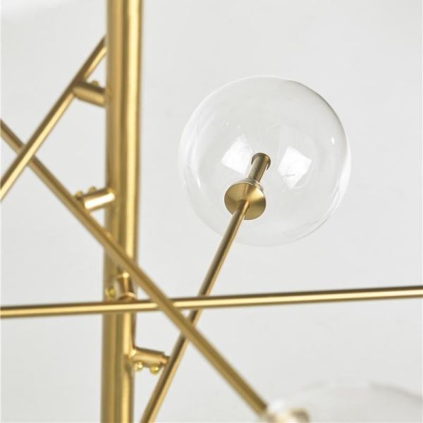 Lámpara techo colgante 100x120x100 metal dorado  cristal transparente