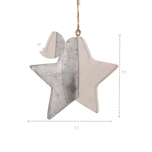 Estrella colgante navidad  11x11x2 Blanca Metal  plata