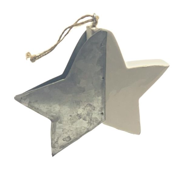 Estrella colgante navidad  11x11x2 Blanca Metal  plata