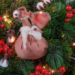 Bola decorativa navidad 7x15x7 bolsita Lino rosa nude
