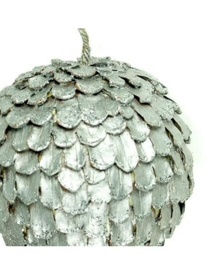 BOLA DE PIÑAS COLGANTE PLATA BRILLANTE 14CM 2