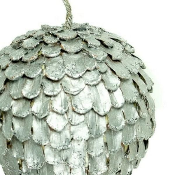 Bola piña Navidad colgante Diam. 14 cm plata brillante