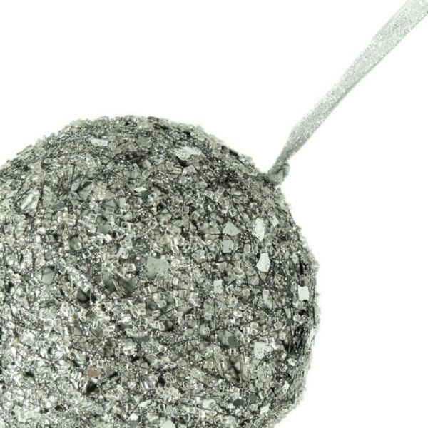 Bola grande Navidad colgante Diam. 38 cm plata brillante