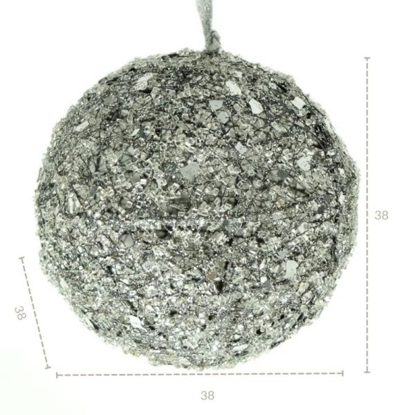 Bola grande Navidad colgante Diam. 38 cm plata brillante