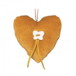 Corazón tela terciopelo 13x13x4 ocre