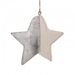 Estrella colgante navidad 11x11x2 Blanca Metal plata