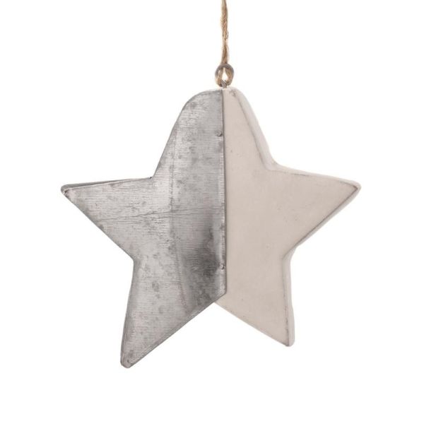Estrella colgante navidad  11x11x2 Blanca Metal  plata