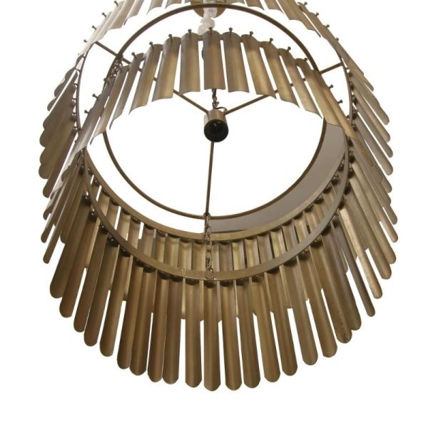 Lámpara techo colgante redonda 50x50x50 madera y  hierro