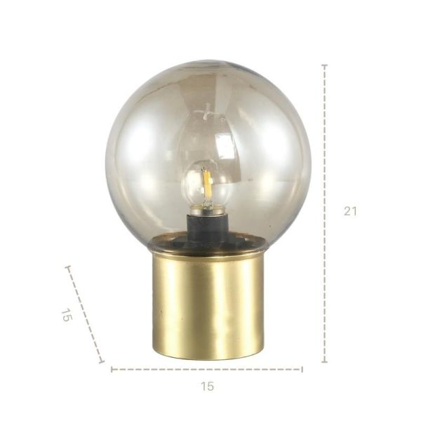 LAMPARA SOBREMESA CRISTAL CRISTAL Y BASE ORO 15X15X21