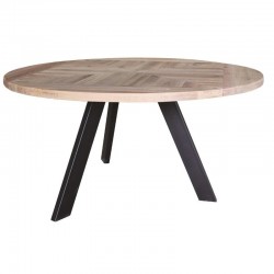 Mesa comedor Redonda madera roble grisácea 150 Diam. 78 Alt. patas metal negras