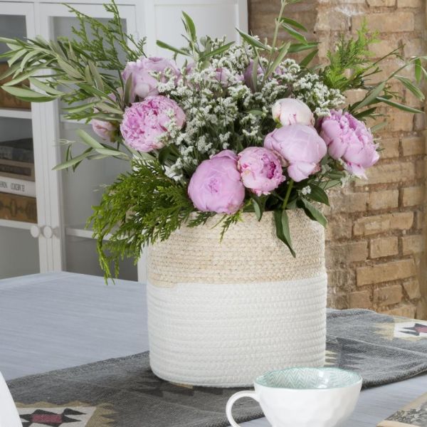 Set 2 cestas fibra algodon 28x28x28 - 24x24x24     beig-blanco