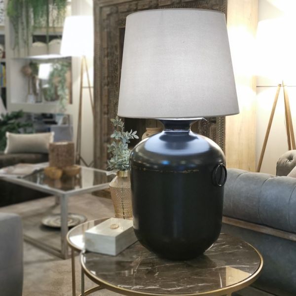 Pie Lampara Anfora Negra  44x44x66  