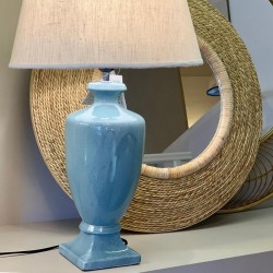 Lámpara mesa cerámica 16x42x16 azul celeste