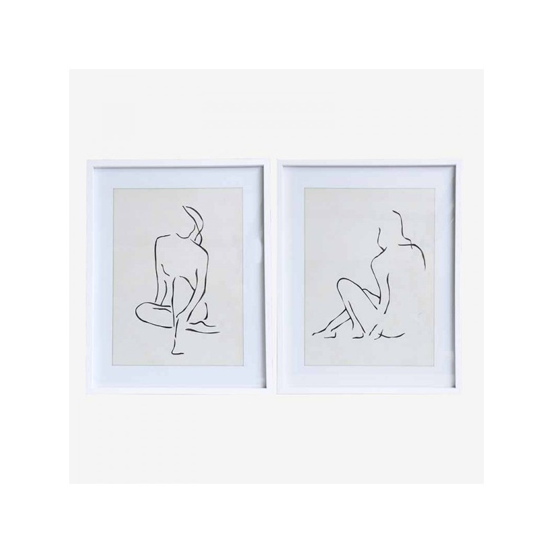 Sset 2 cuadros modernos 55x70 grabados trazos mujer