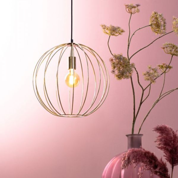 Lámpara techo colgante redonda 50x50x51 metal  dorada