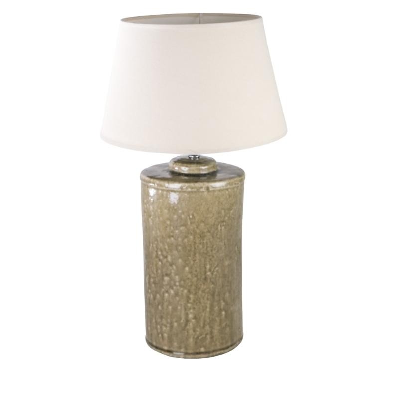 Lámpara mesa cilindro 18x42x18 gris verdoso carquelado
