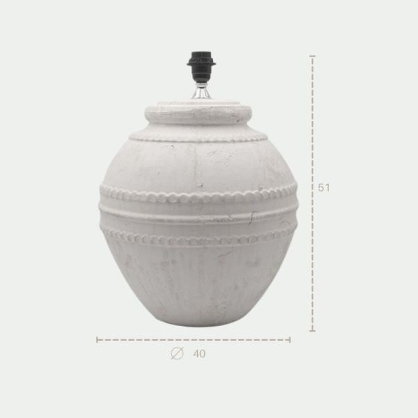 LAMPARA SOBREMESA VASIJA ANCHA CERÁMICA BLANCA 40X40X51