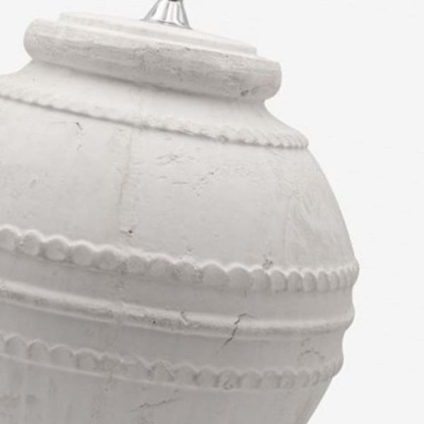 LAMPARA SOBREMESA VASIJA ANCHA CERÁMICA BLANCA 40X40X51