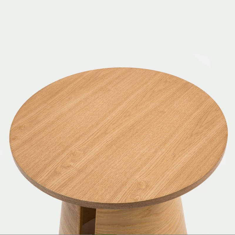 Mesa auxiliar redonda de madera de fresno color verde estilo nórdico