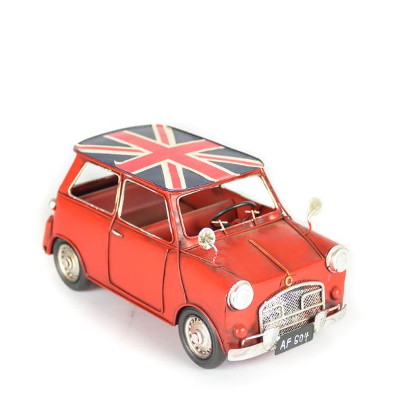 COCHE MINI ROJO BANDERA INGLES A 29X14X13