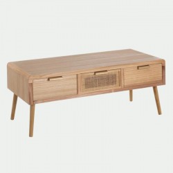 Mueble TV madera - Ratán 110x50x45 color natural 3 Cajones