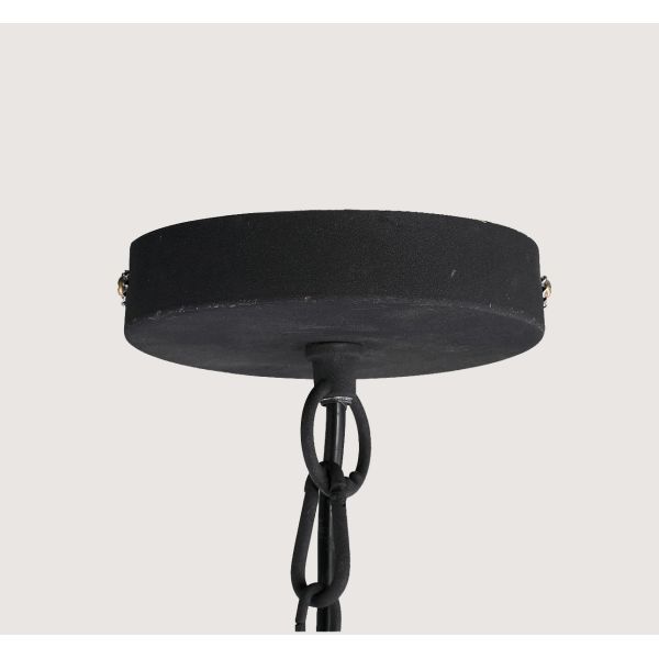 LAMPARA DE TECHO METAL NEGRA BAMBU ACAMPANADA 37X60X37